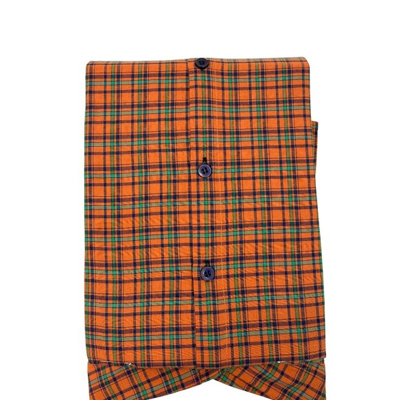 B-Force Mens Orange Plaid Button-Up Shirt Long Sleeves Classic Fit Size M - Picture 3 of 6